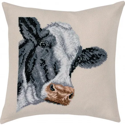 Permin Broderikit Aida Pude Broget Ko 40x40cm